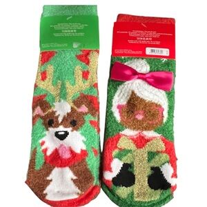 Bath & Body Works Festive Christmas Socks with Reindeer and Mrs. & Mr. Claus